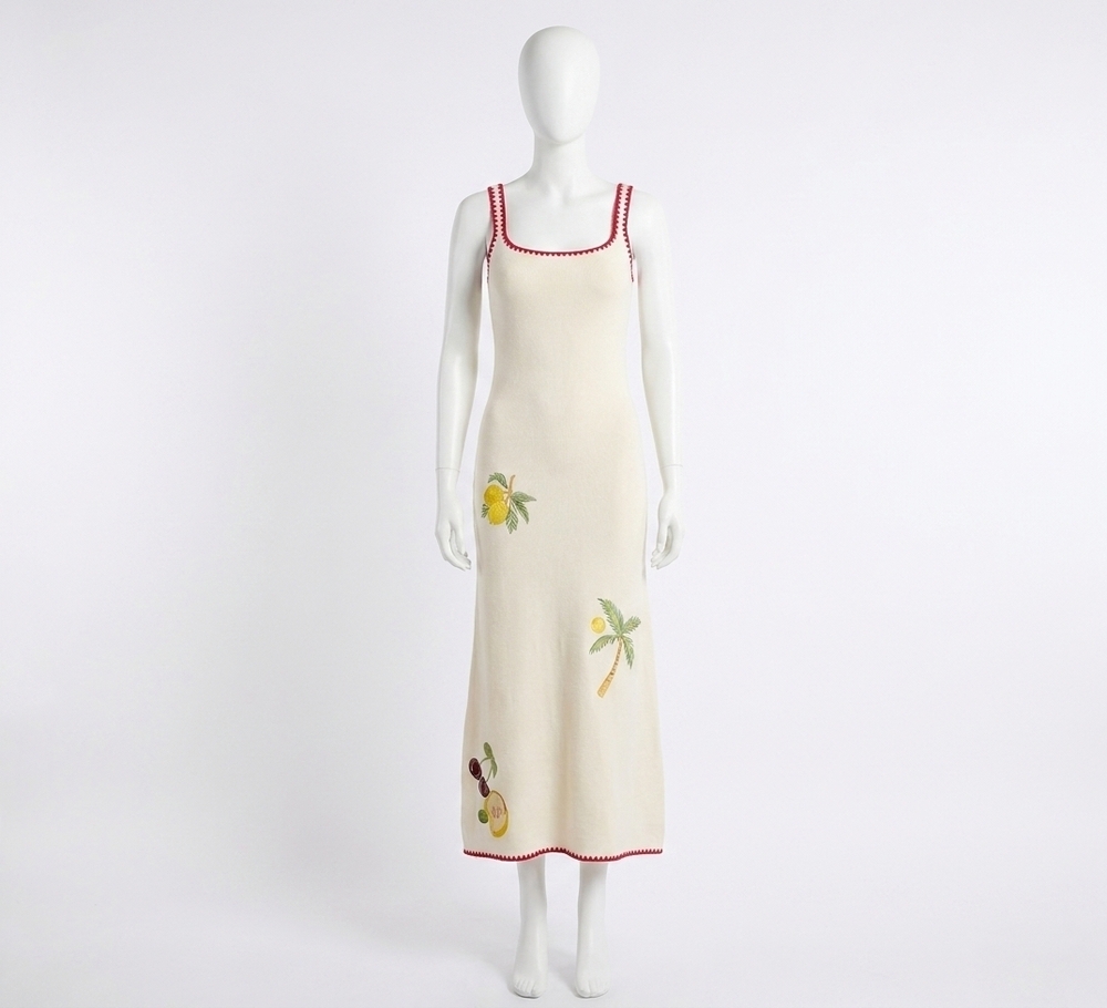 NEW ABLE lemon embroidered sweater dress in cream